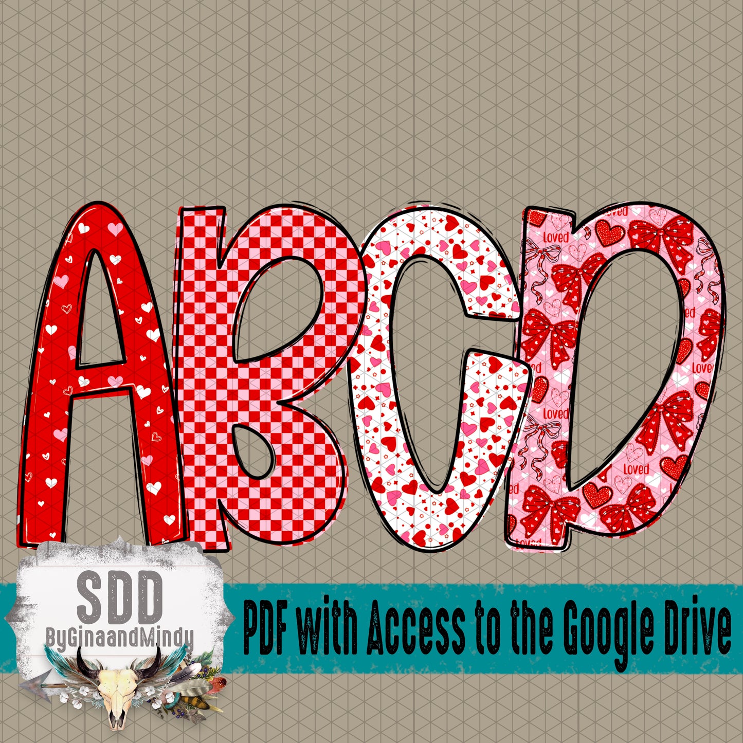 Loved Doodle Alpha (4 Sets Mix Uppercase/Lowercase, 0-9, + Special Characters)