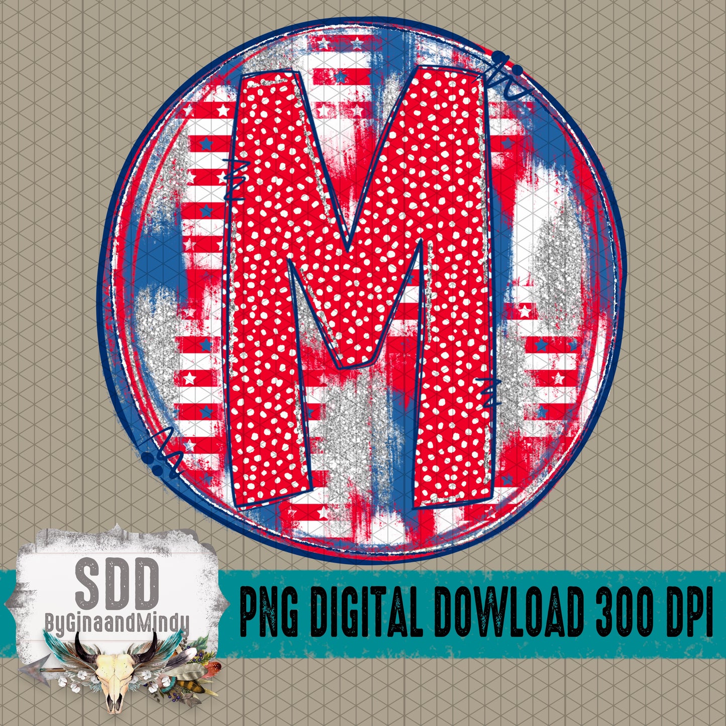 Patriotic Brush Strokes Circle DIY/Personalize; M