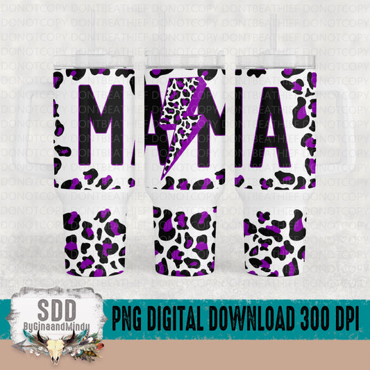 Mama Leopard Purple 40 oz Tumbler Digital Design