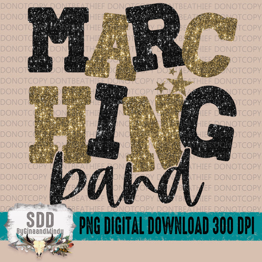 Marching Band Bundle With Stars; Black & Dark Gold