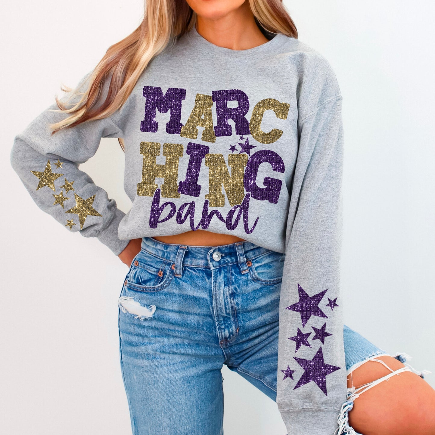 Marching Band Bundle With Stars; Purple & Dark Gold