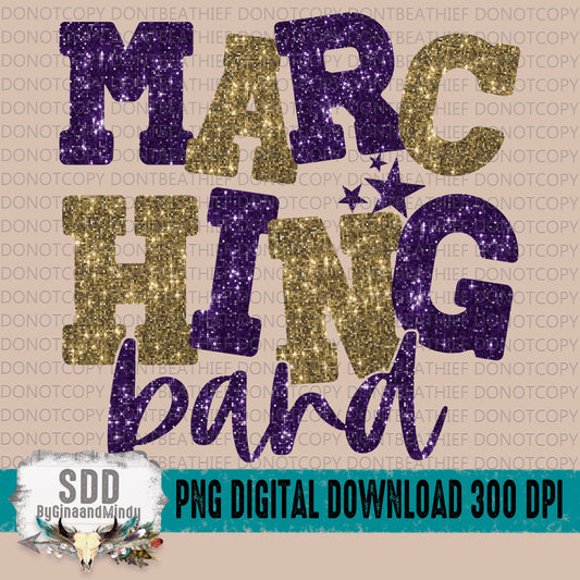 Marching Band Bundle With Stars; Purple & Dark Gold