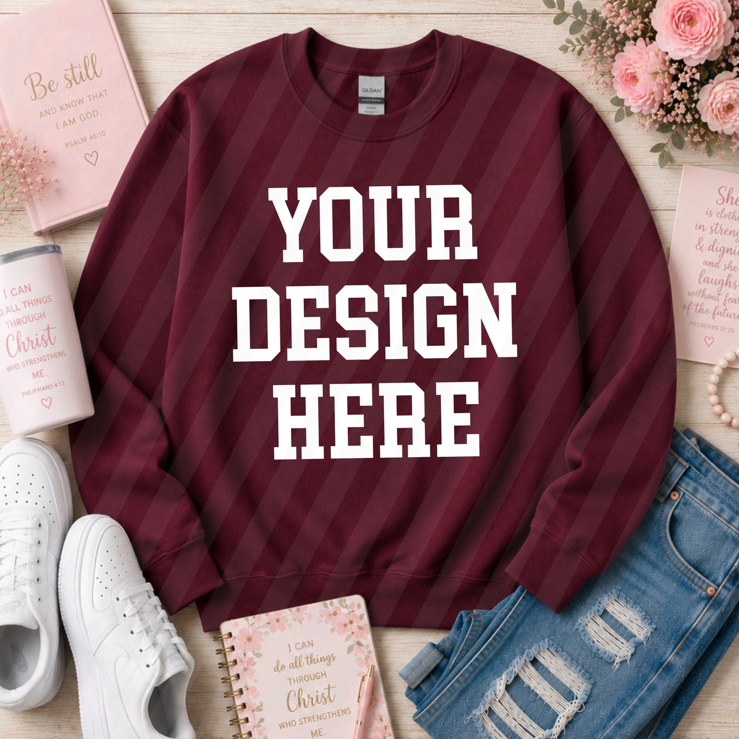 Maroon Crew Sweatshirt (Faith/Christian)