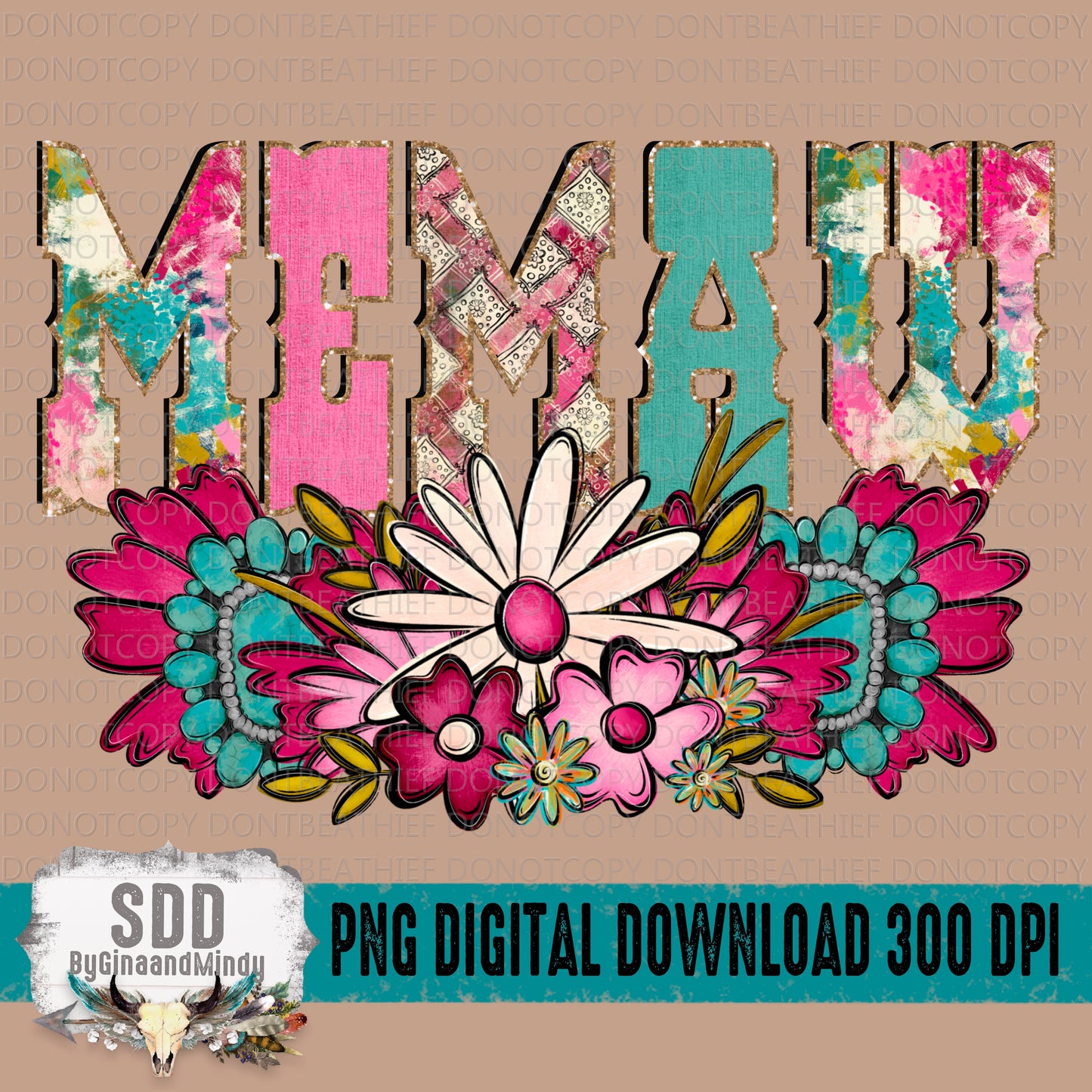 Western Floral Title Name Memaw