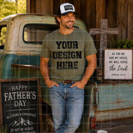Men's Faith Military Green Mockup