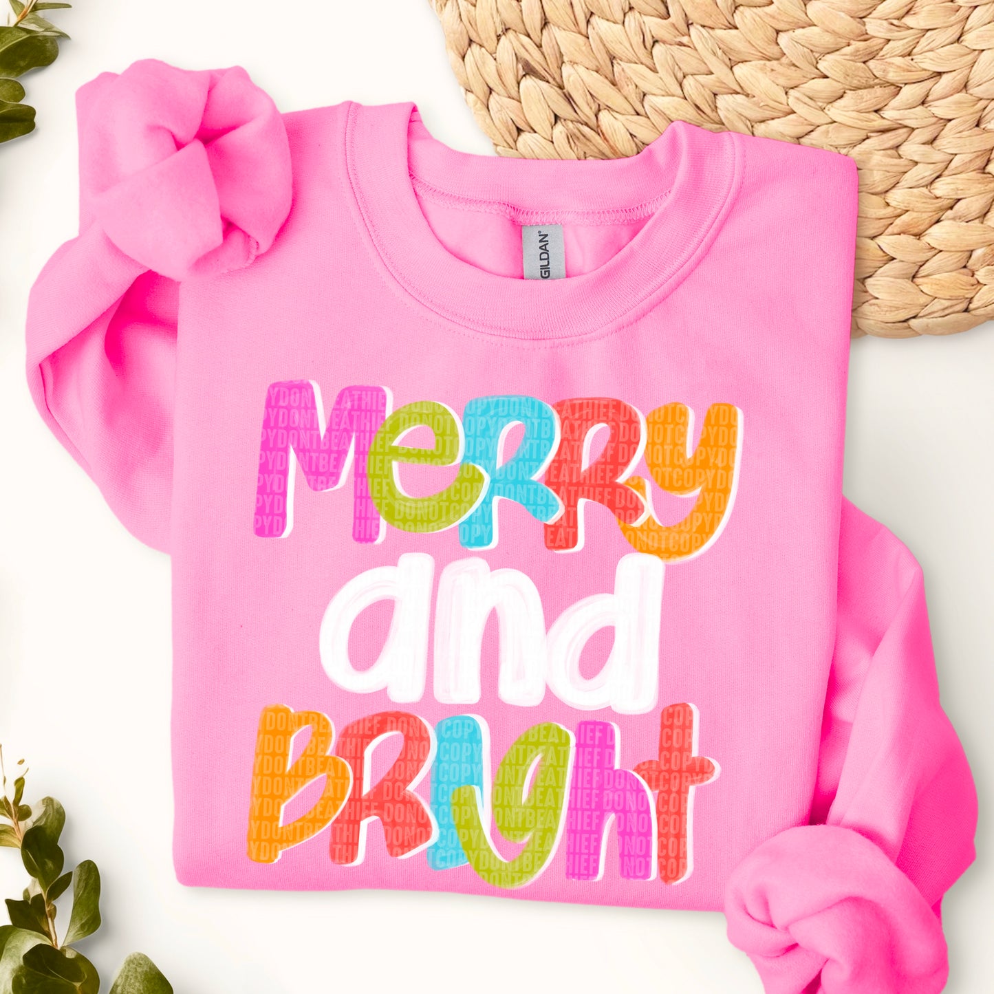 Merry and Bright; Hand Lettered