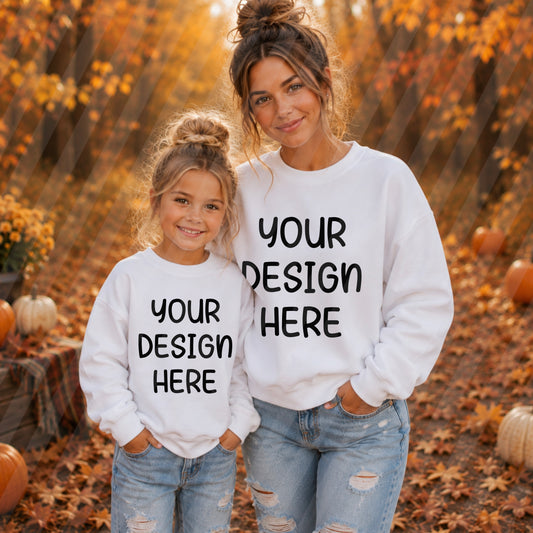 White Crewneck Fall Mama and Mini Digital Mockup