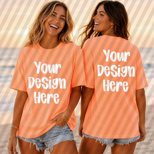 Front & Back Ocean Scene Neon Cantaloupe CC
