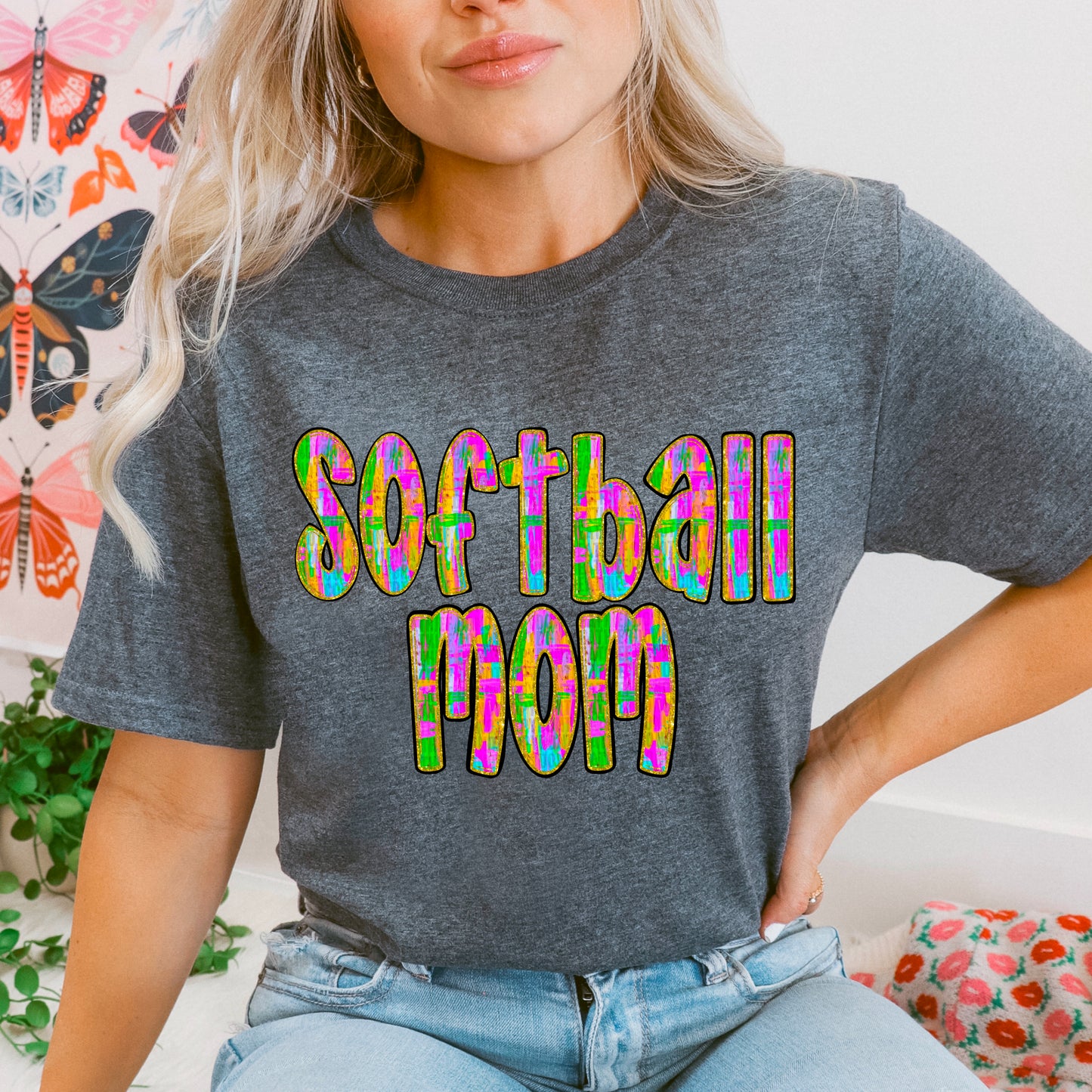 Neon Glitter Softball Mom Bundle