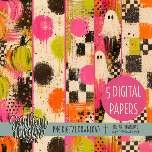 Painted Neons Digital Paper BUNDLE (Not Seamless)