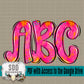 Neon Pink Doodle Alpha Set (1 Set Uppercase & Lowercase, 0-9, + Special Characters)