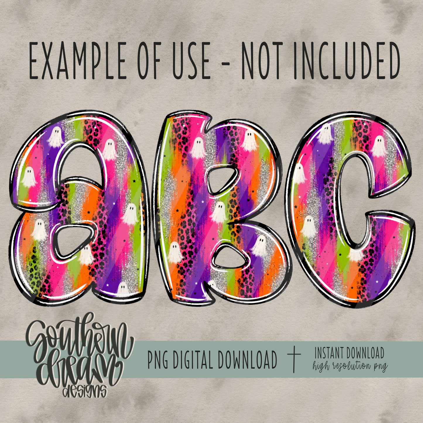 Neon Ghosties Brushstroke Collage Digital Paper (Not Seamless)