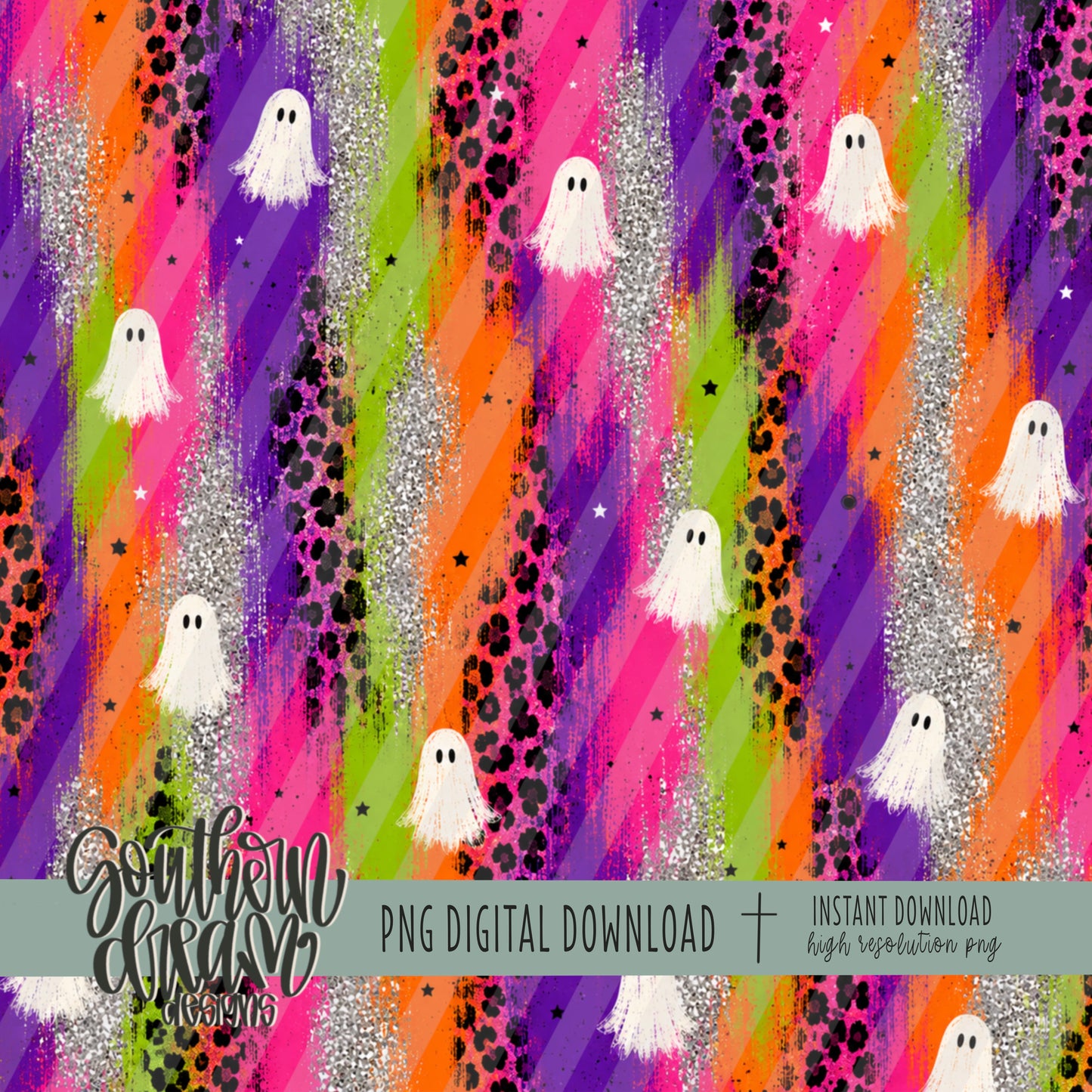 Neon Ghosties Brushstroke Collage Digital Paper (Not Seamless)