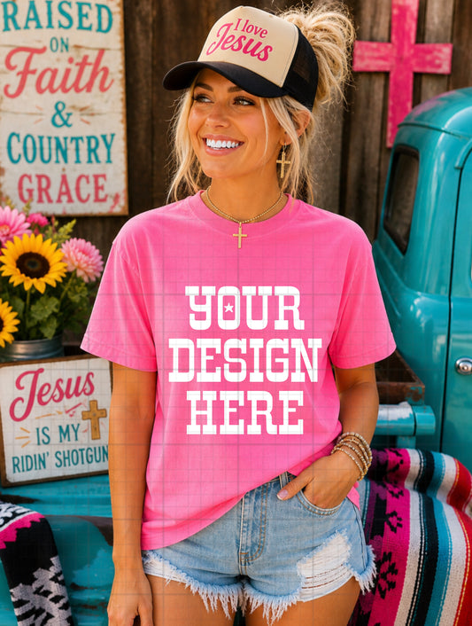 Neon Pink Western Faith