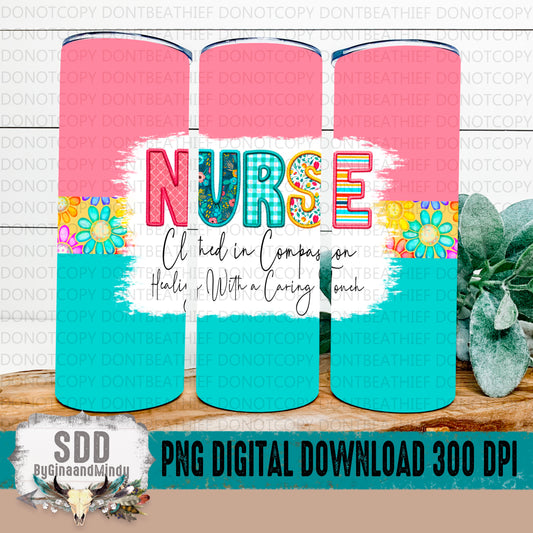 Nurse Spring Floral 20 oz Tumbler Digital Design