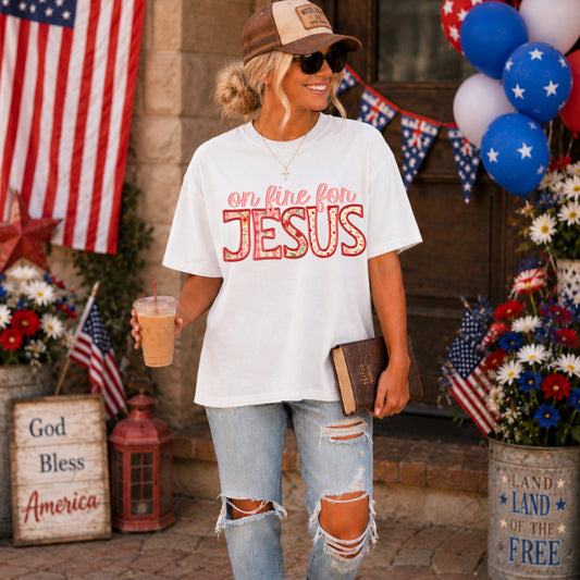 On Fire For Jesus (Faux Embroidery)