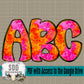 Orange and Pink Tie Dye Doodle Alpha Set (1 Set Uppercase & Lowercase, 0-9, + Special Characters)
