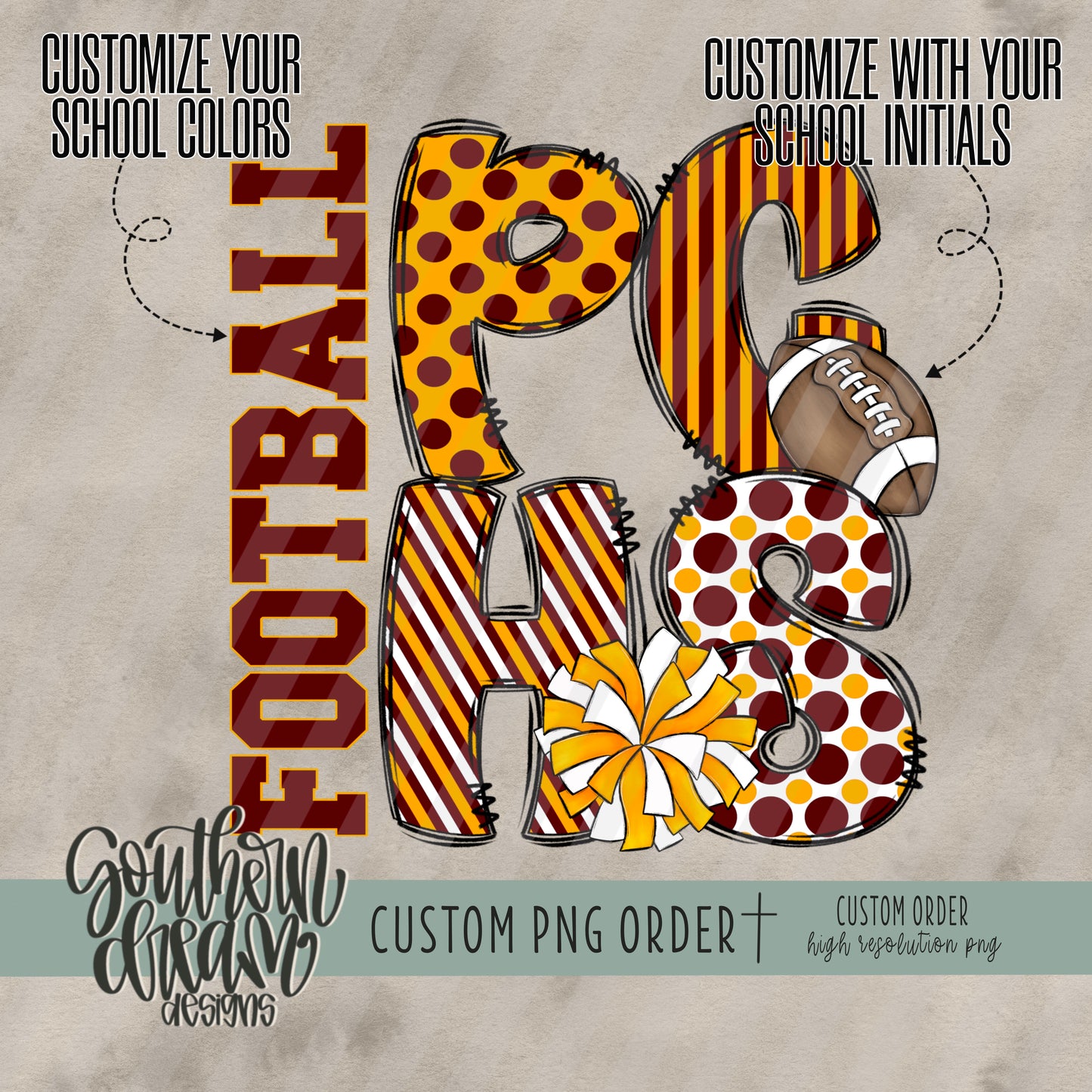 School Initials Football Custom