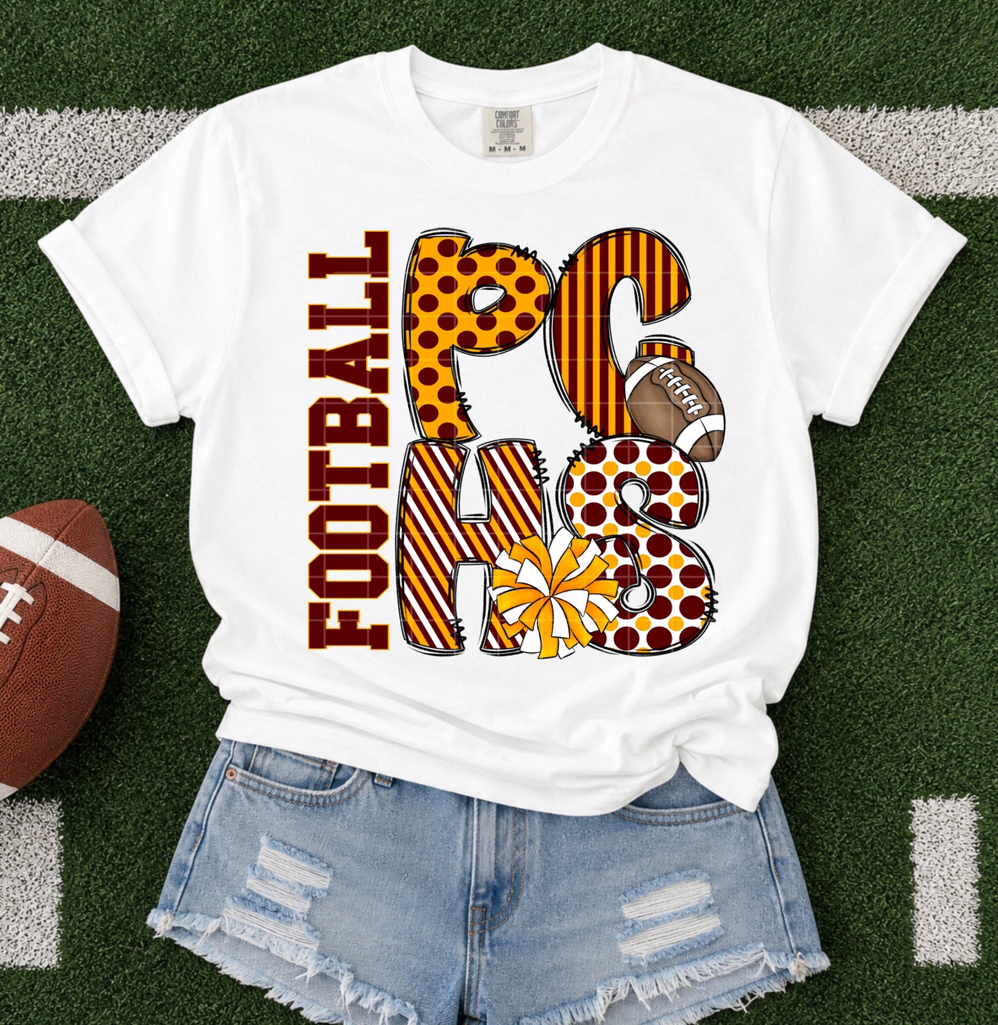School Initials Football Custom