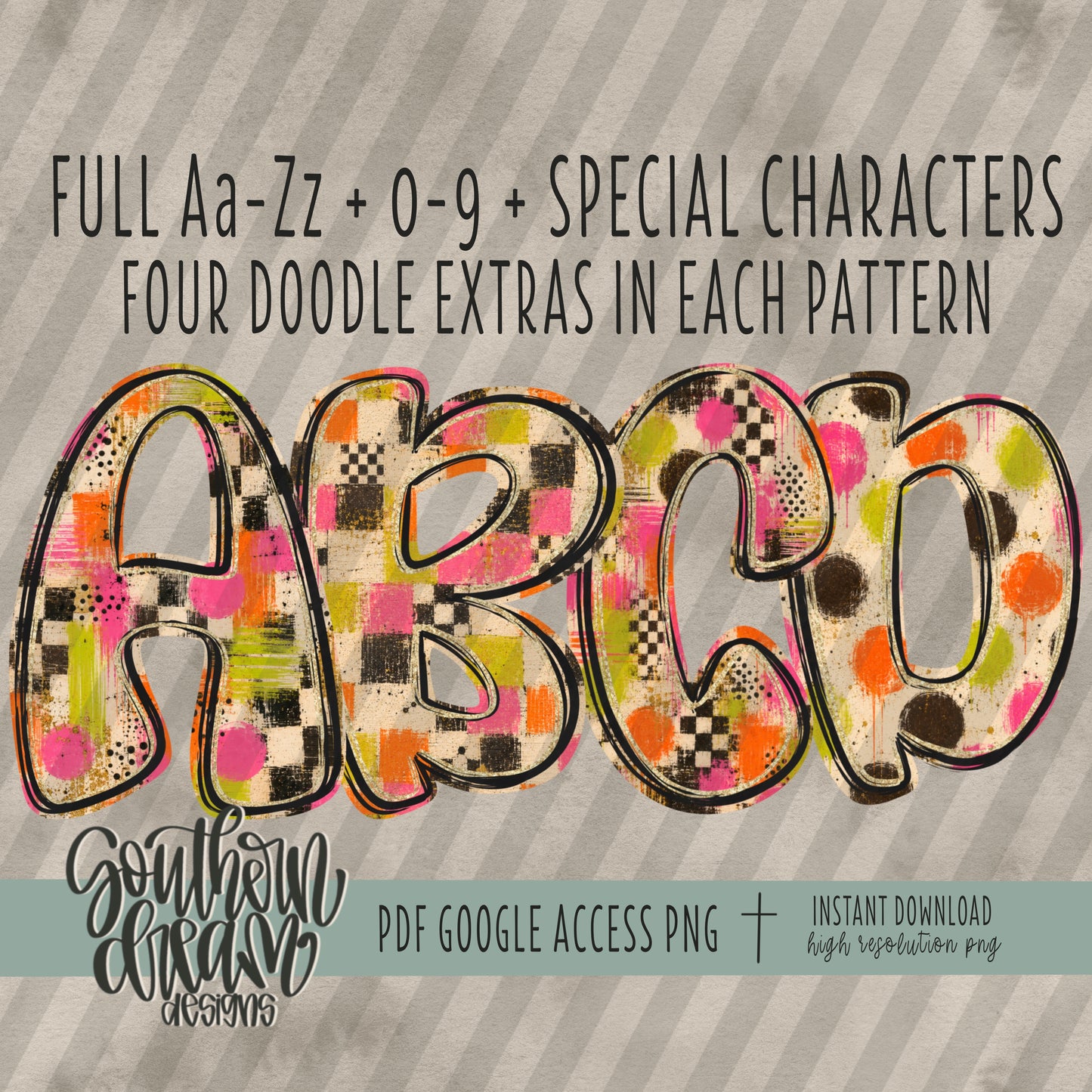 Painted Neons Alpha (4 Sets Aa-Zz, 0-9, Special Characters, Special Shapes)