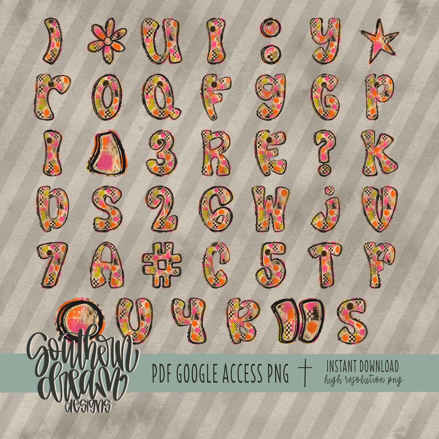 Painted Neons Alpha (4 Sets Aa-Zz, 0-9, Special Characters, Special Shapes)