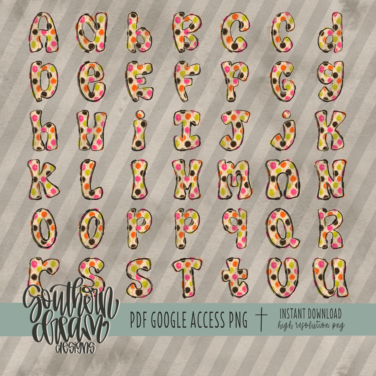 Painted Neons Alpha (4 Sets Aa-Zz, 0-9, Special Characters, Special Shapes)