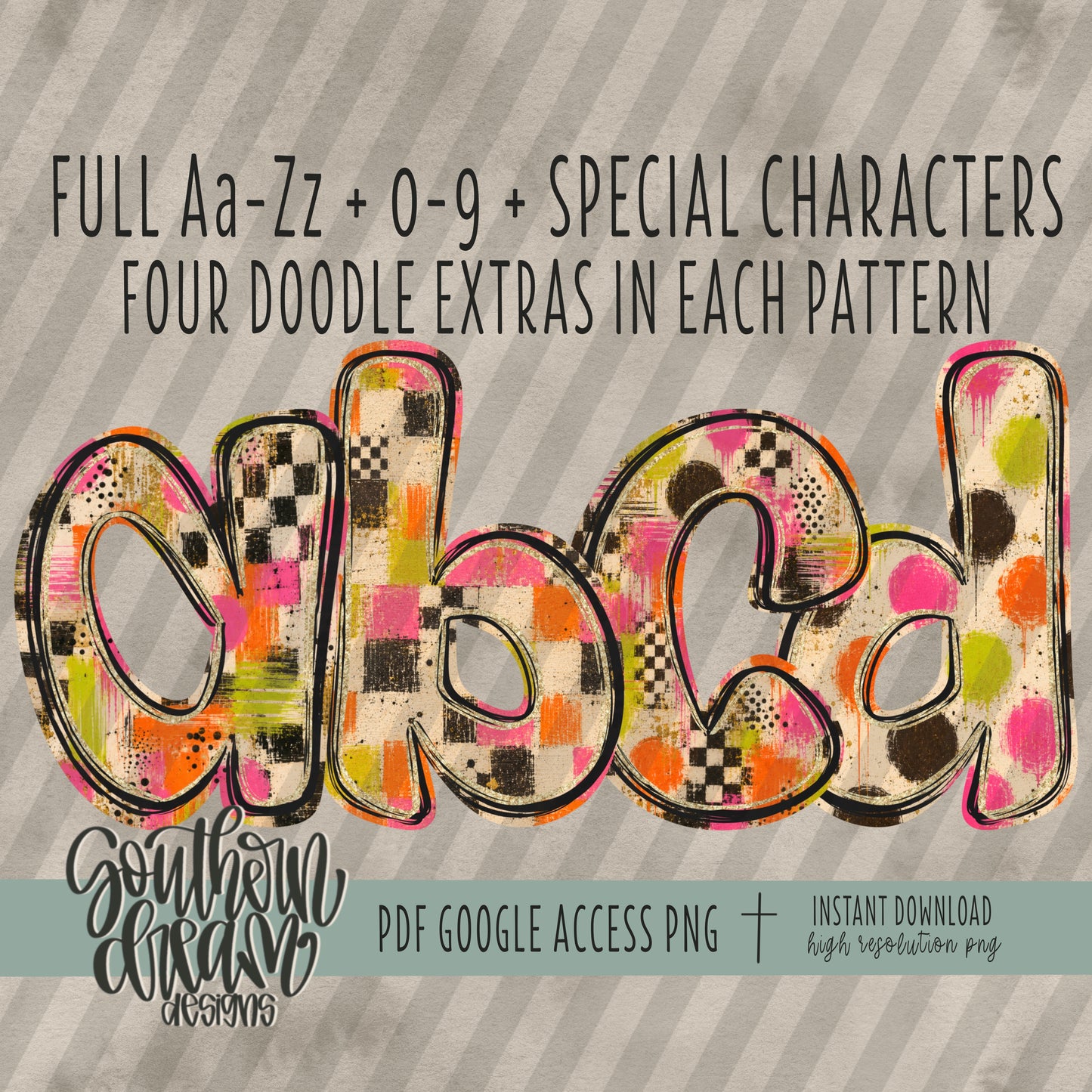 Painted Neons Alpha (4 Sets Aa-Zz, 0-9, Special Characters, Special Shapes)