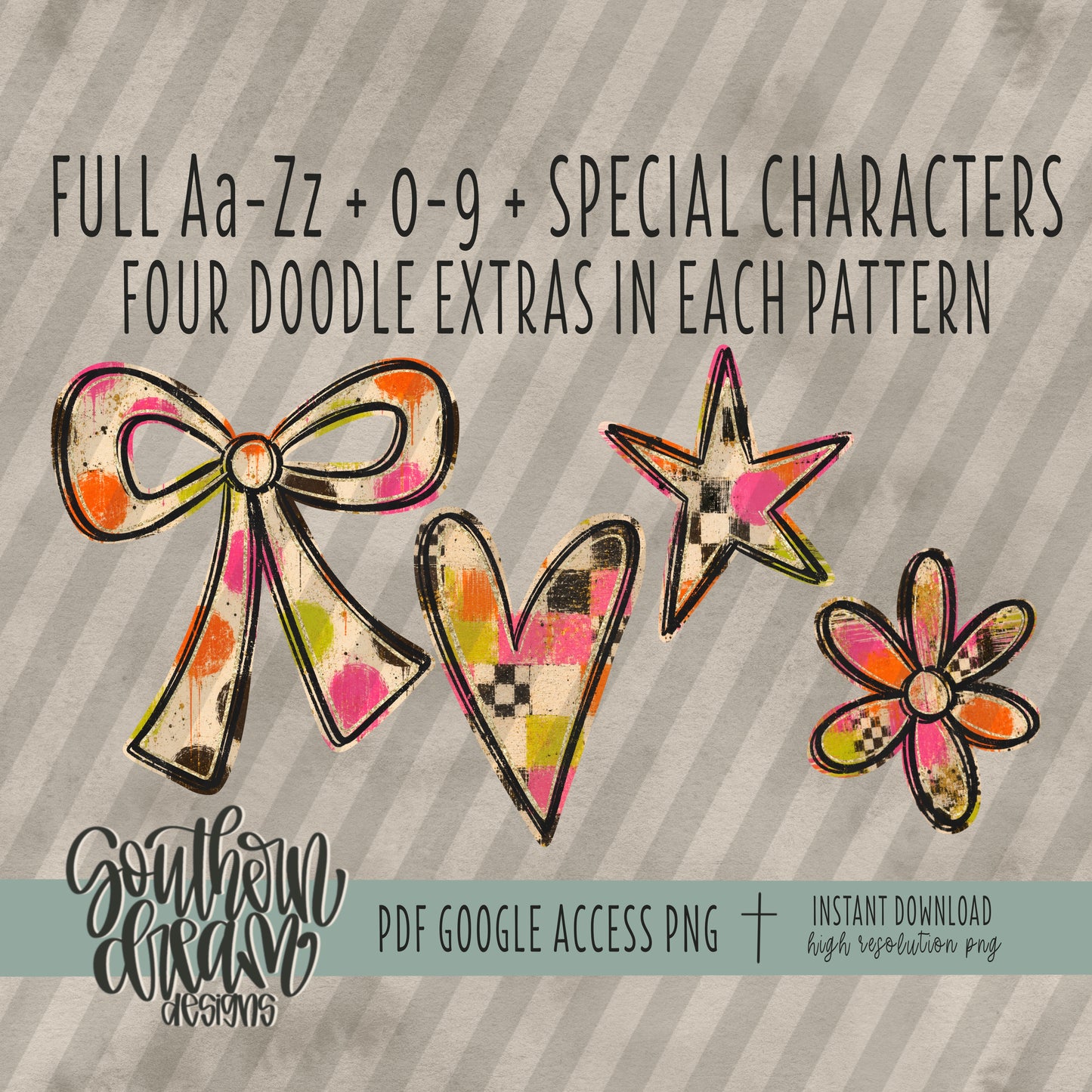 Painted Neons Alpha (4 Sets Aa-Zz, 0-9, Special Characters, Special Shapes)