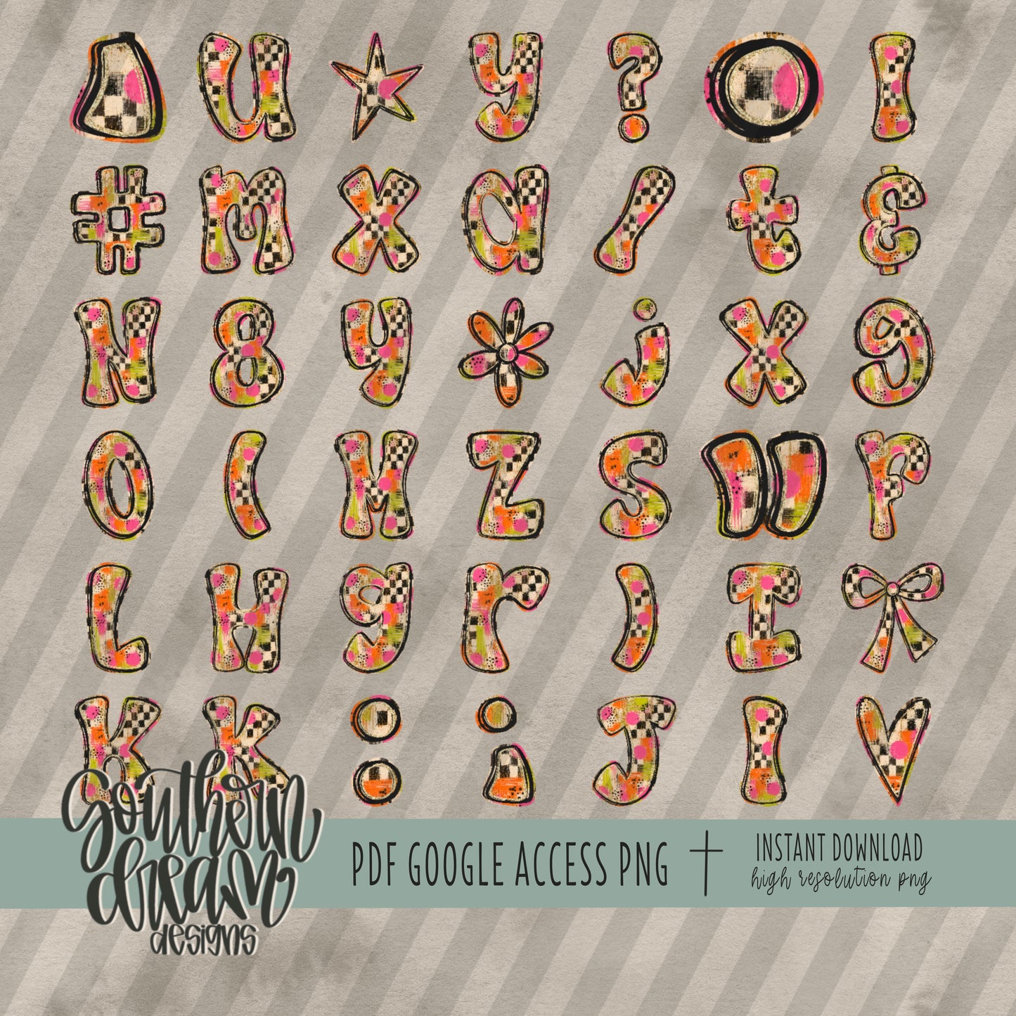 Painted Neons Alpha (4 Sets Aa-Zz, 0-9, Special Characters, Special Shapes)