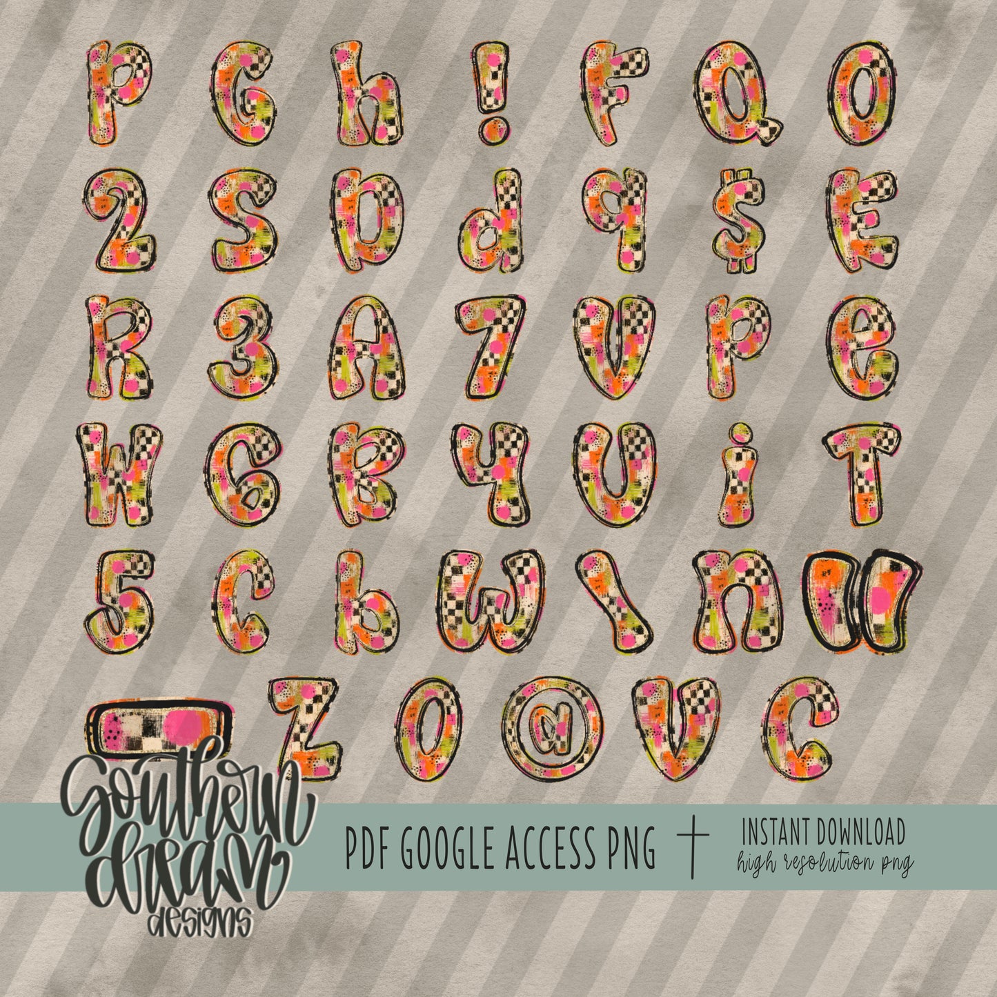 Painted Neons Alpha (4 Sets Aa-Zz, 0-9, Special Characters, Special Shapes)