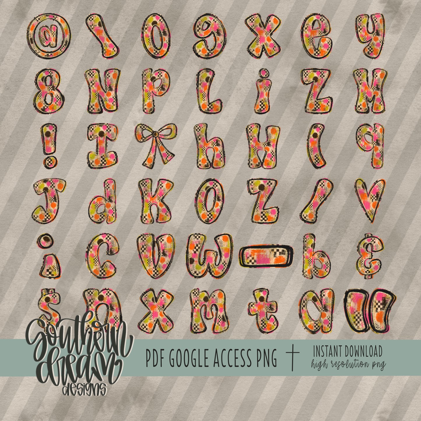 Painted Neons Alpha (4 Sets Aa-Zz, 0-9, Special Characters, Special Shapes)