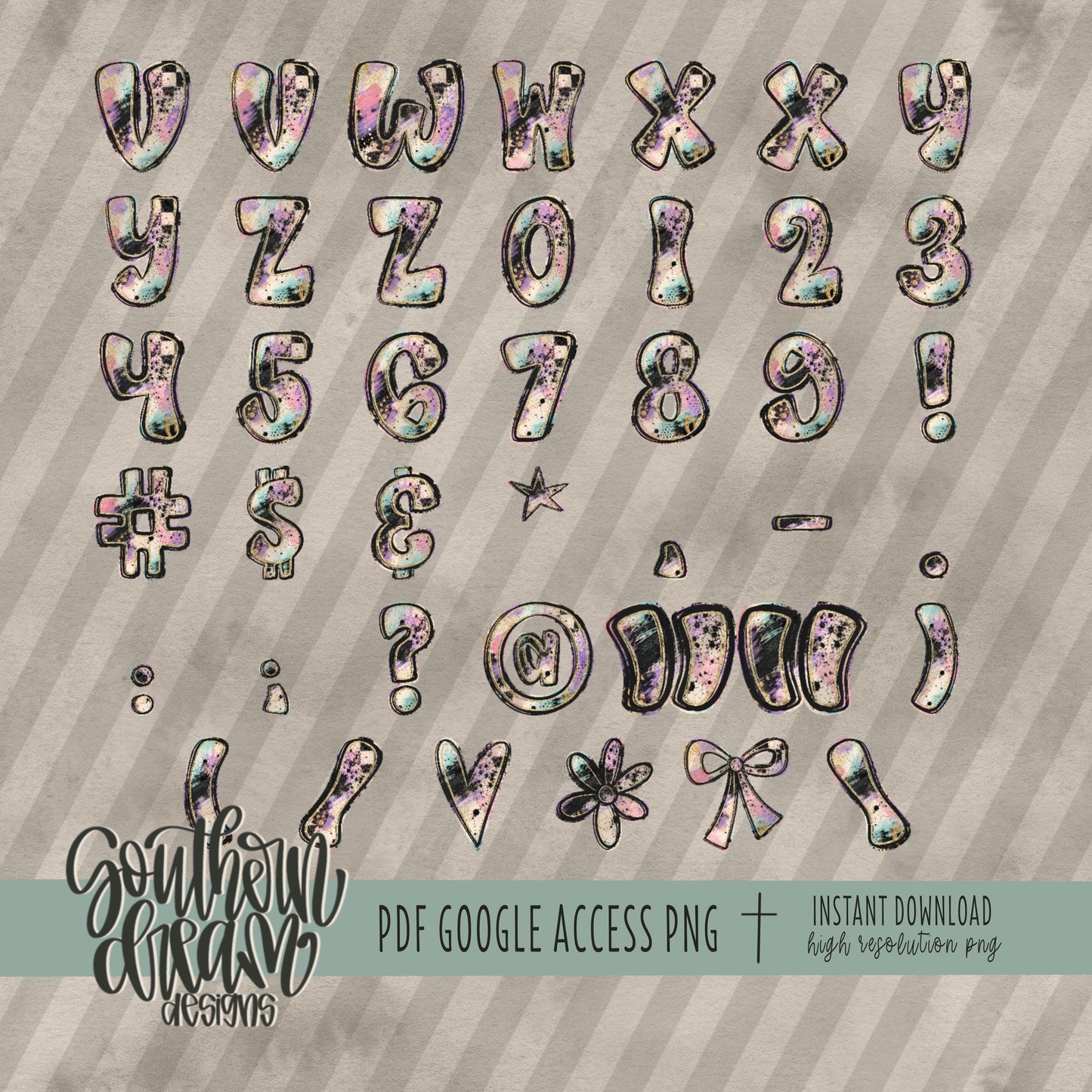 Painted Pastels Alpha (4 Sets Aa-Zz, 0-9, Special Characters, Special Shapes)