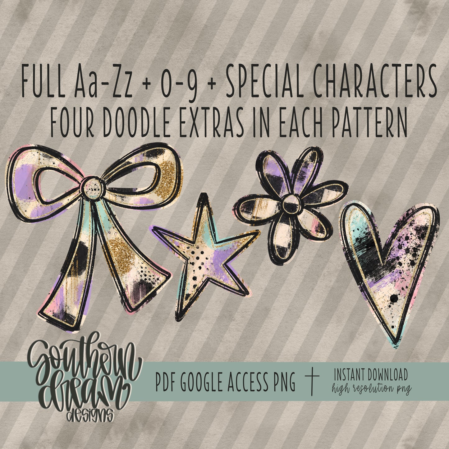 Painted Pastels Alpha (4 Sets Aa-Zz, 0-9, Special Characters, Special Shapes)