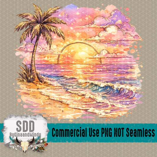 Painterly Beach Sunset