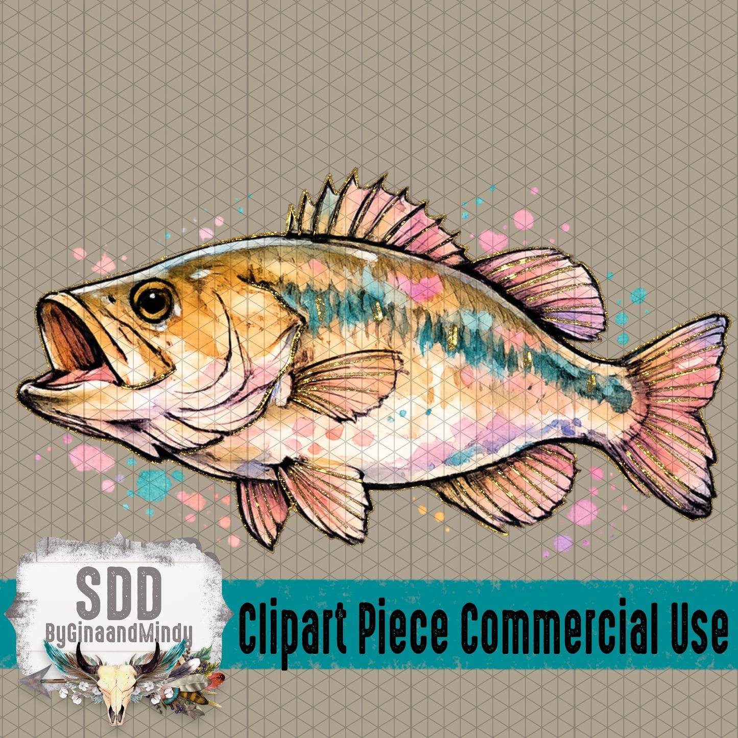 Painterly Bass Fish Clipart