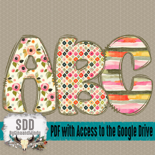 Painterly Garden Alpha (3 cSets Uppercase, Lowercase, 0-9, Special Characters)