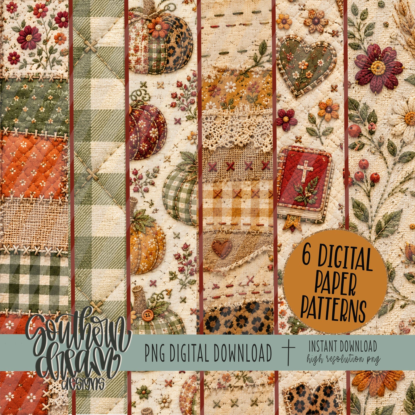 Patchwork and Praise Digital Paper BUNDLE (Not Seamless)