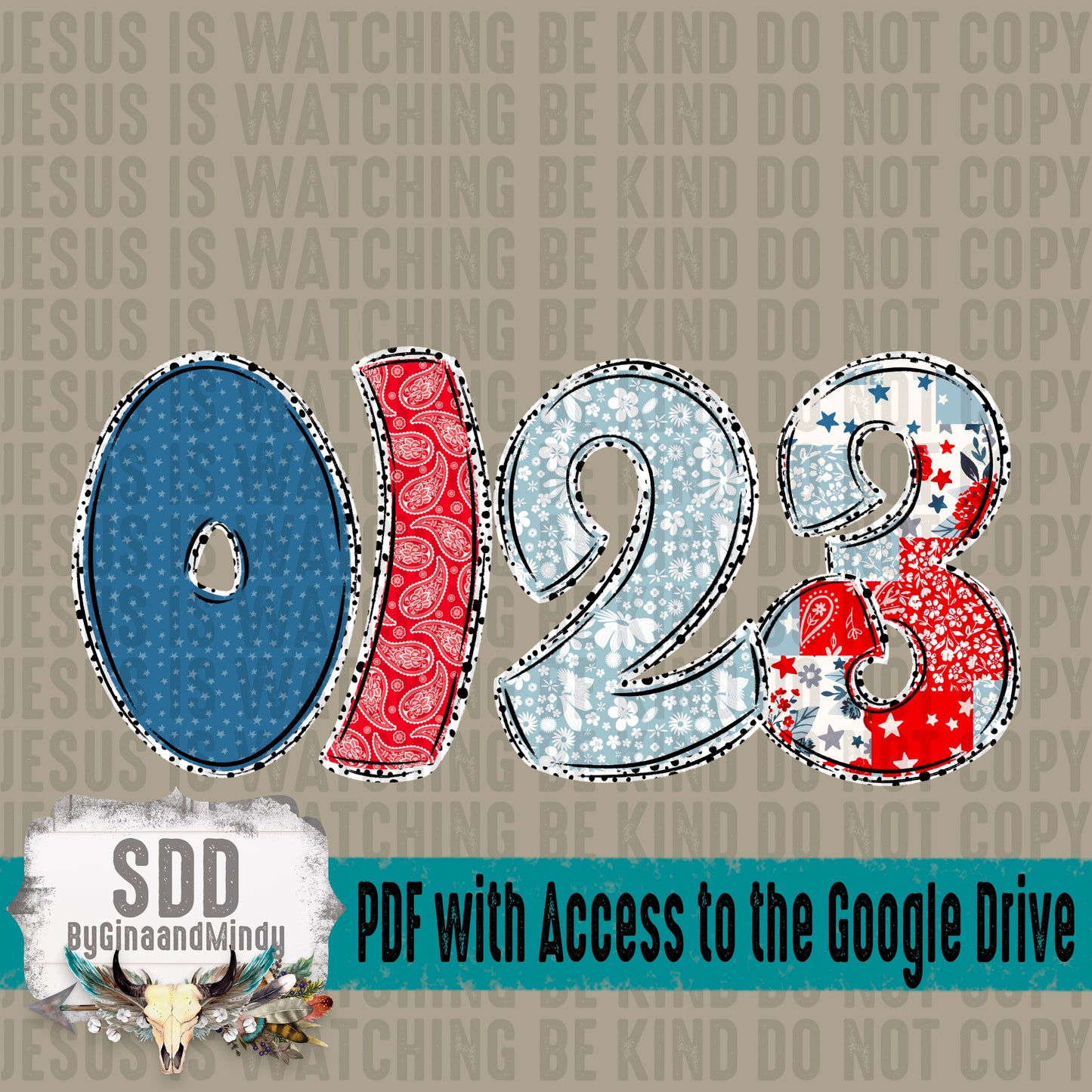Patriotic Patches & Doodle Alpha (4 Set Uppercase & Lowercase, 0-9, + Special Characters)