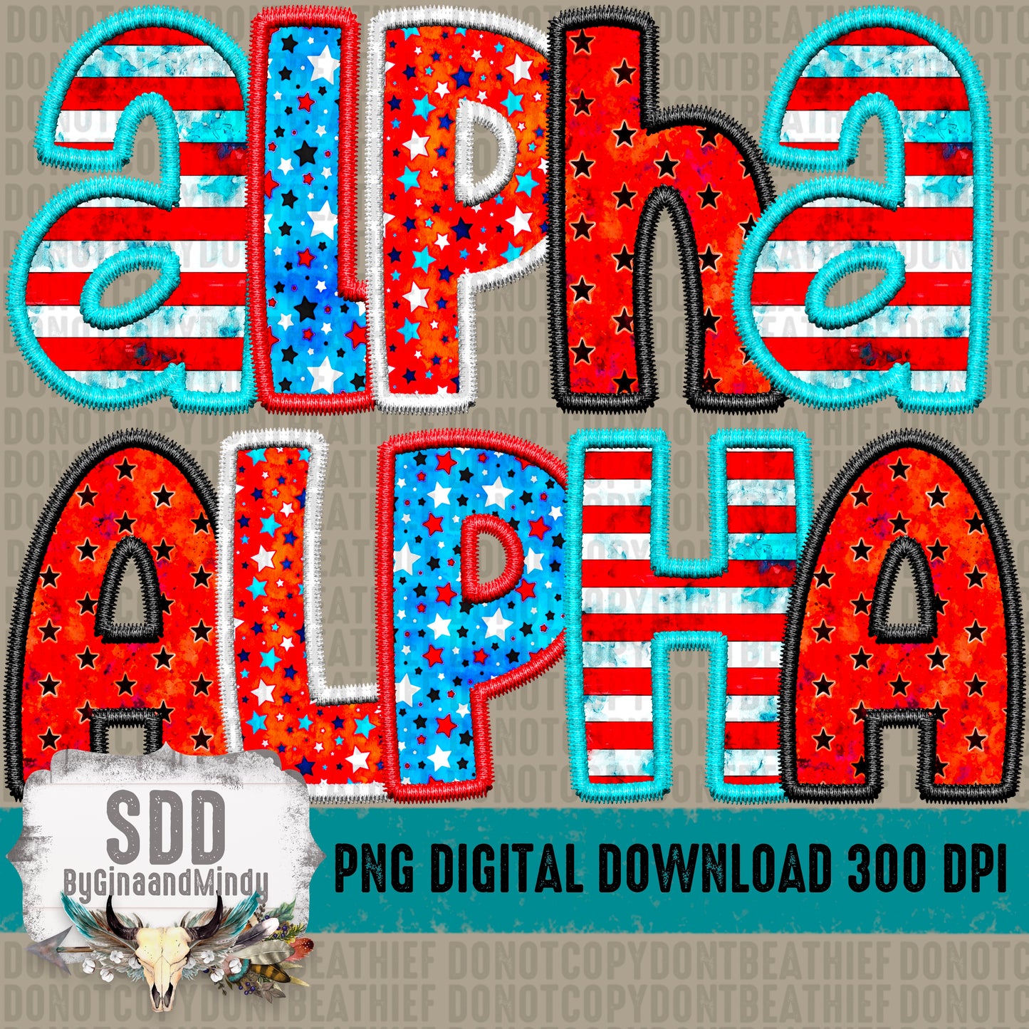 Patriotic Stitched Alpha Set Bundle (4 SETS)