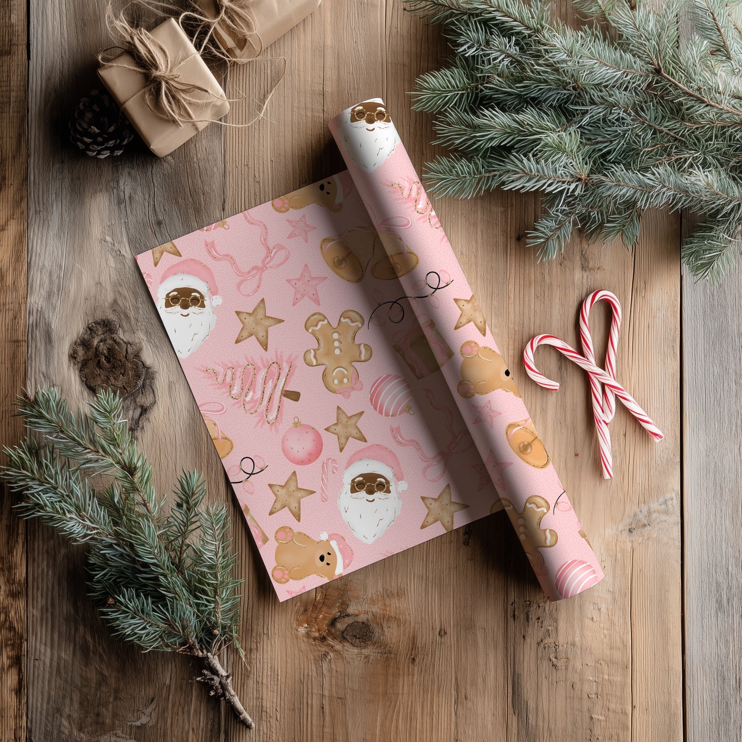 Pink Christmas with Santa Seamless Bundle