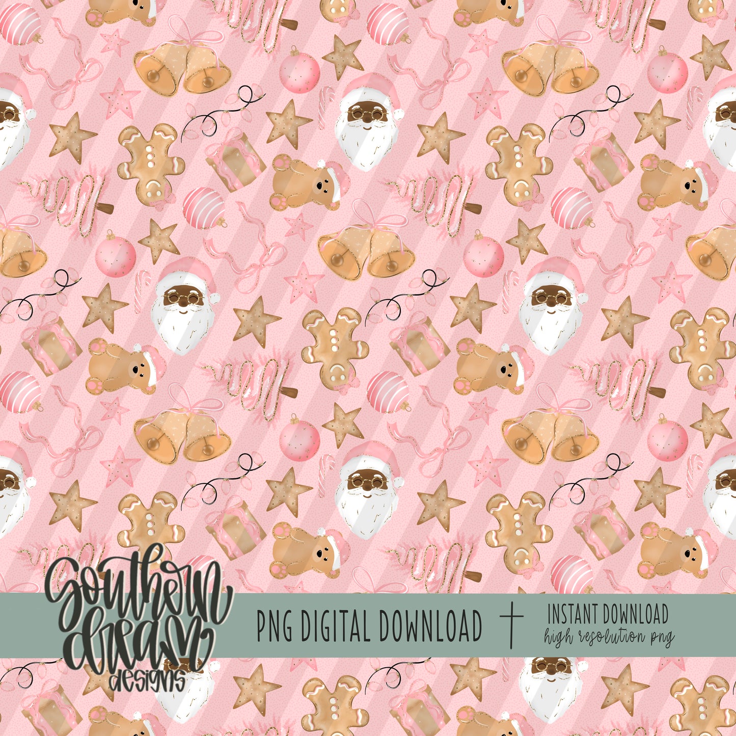 Pink Christmas with Santa Seamless Bundle
