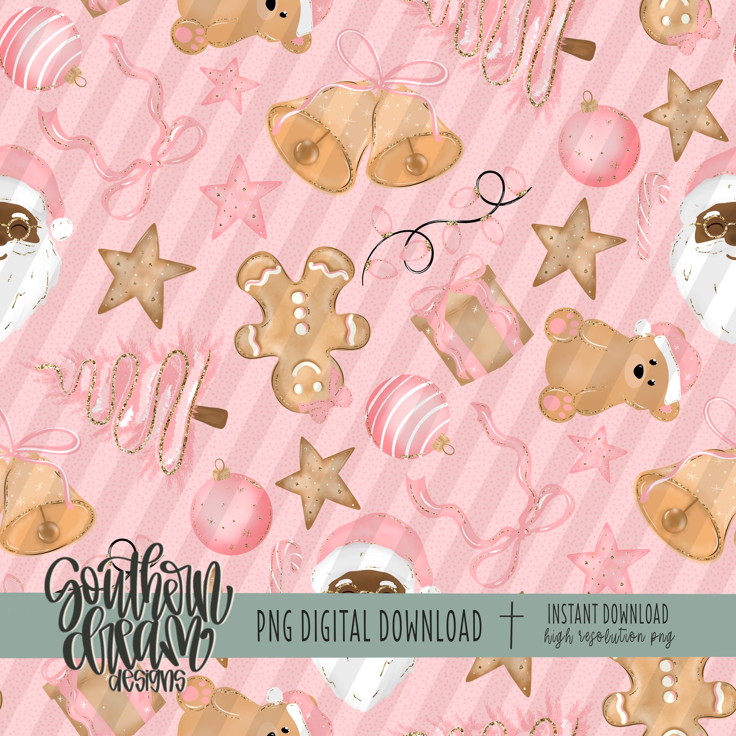 Pink Christmas with Santa Seamless Bundle