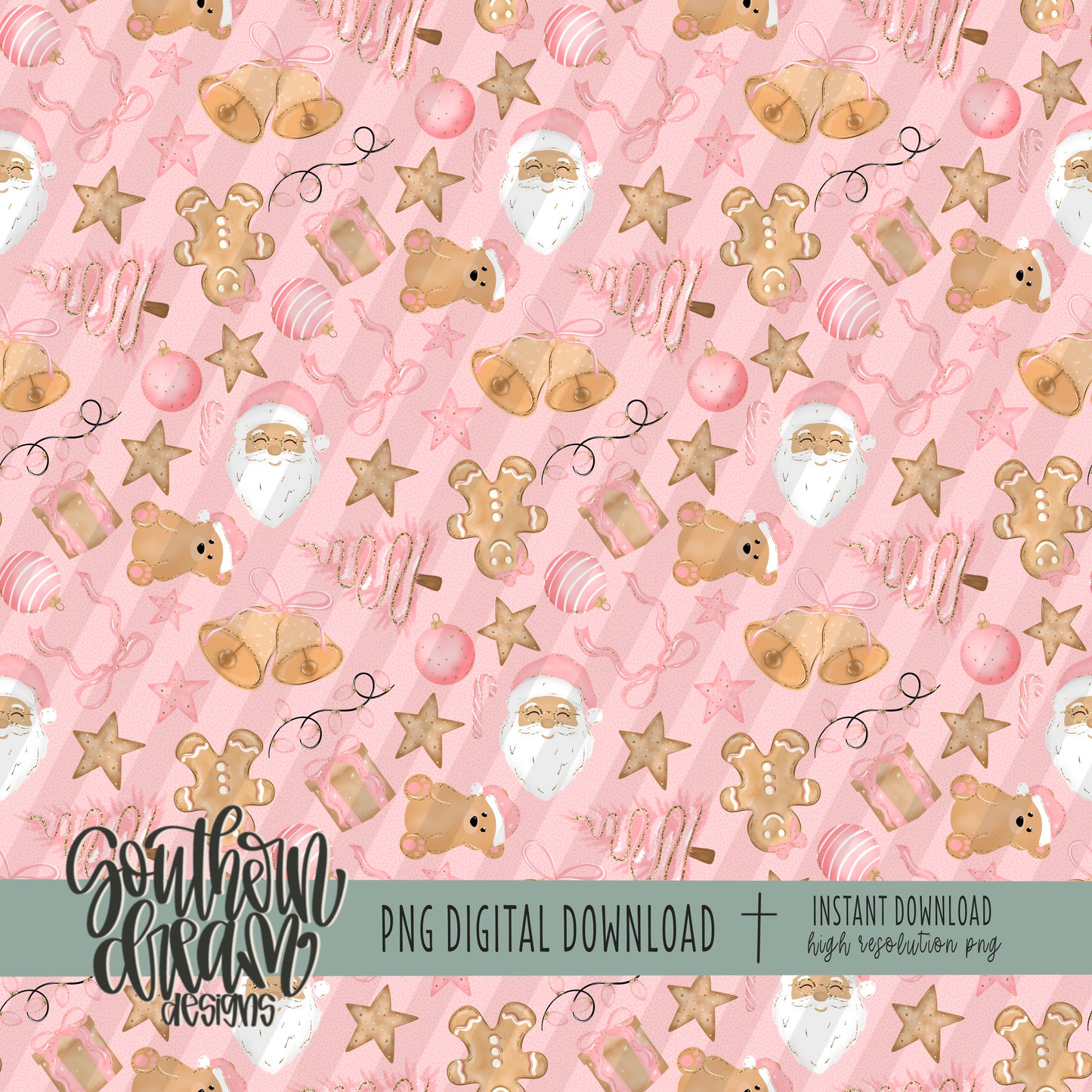 Pink Christmas with Santa Seamless Bundle