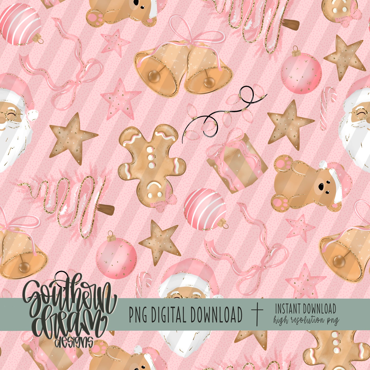 Pink Christmas with Santa Seamless Bundle