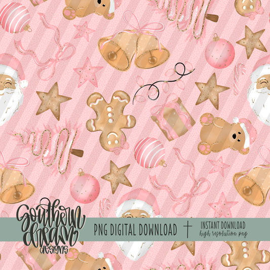 Pink Christmas with Santa Seamless Bundle