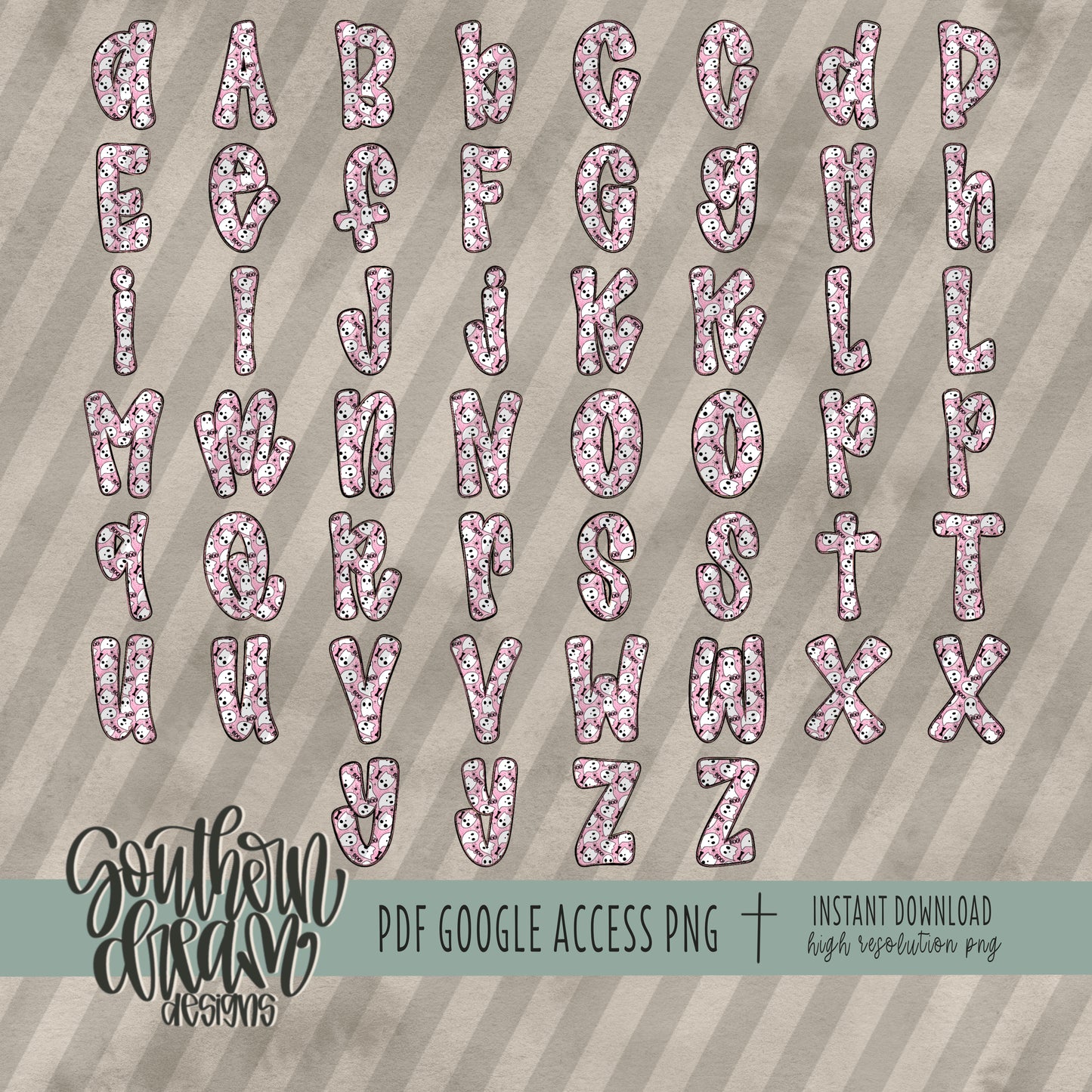 Pink Halloween Doodle Alpha (4 Sets Aa-Zz)