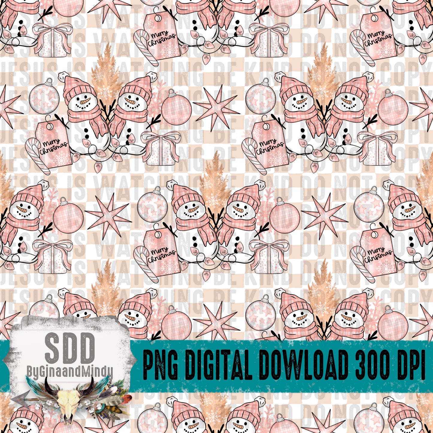 Merry Christmas Snowmen Seamless Bundle