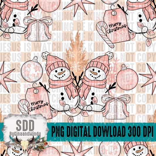 Merry Christmas Snowmen Seamless Bundle
