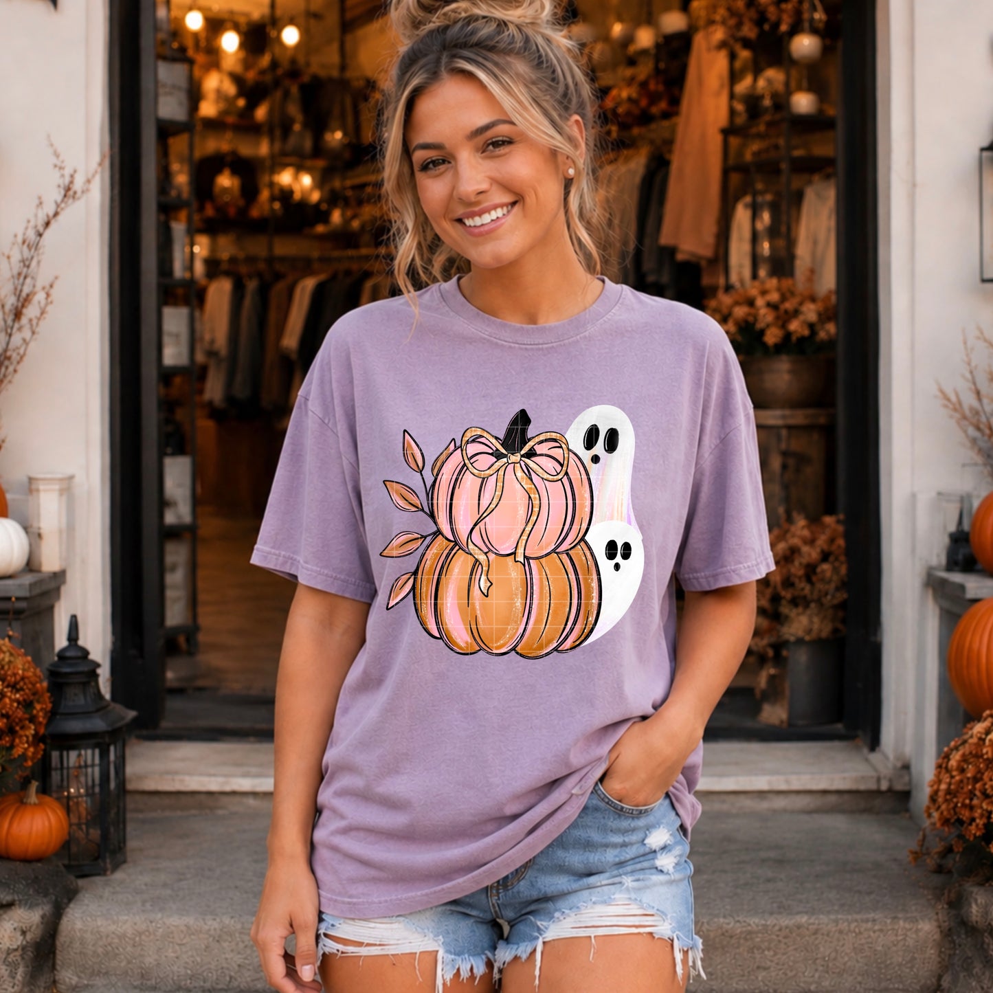 Pastel Fall Halloween Pumpkins & Ghosts