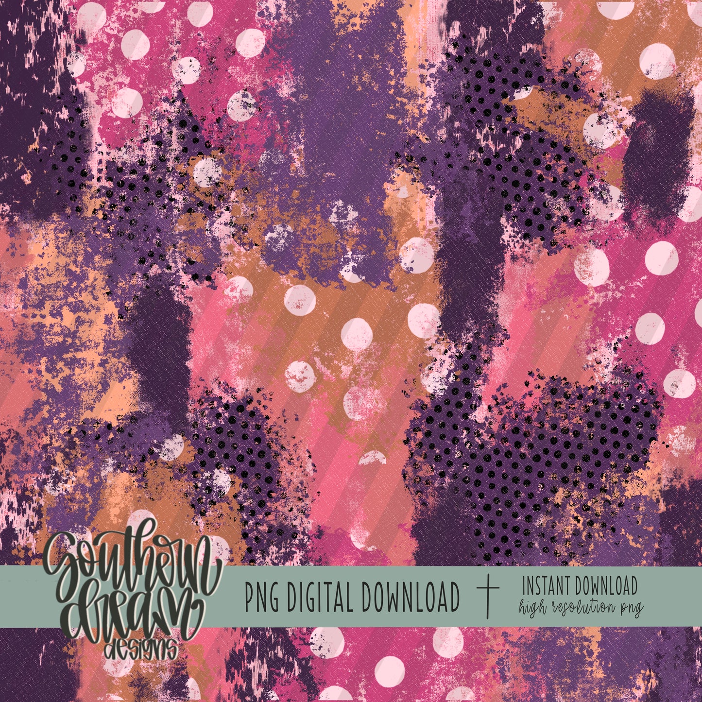 Purple Pink Orange Dots Mixed Media Digital Paper (Not Seamless)